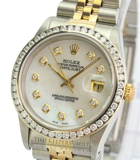 rolex datejust two-tone 36mm watch|rolex 36mm datejust diamond bezel.